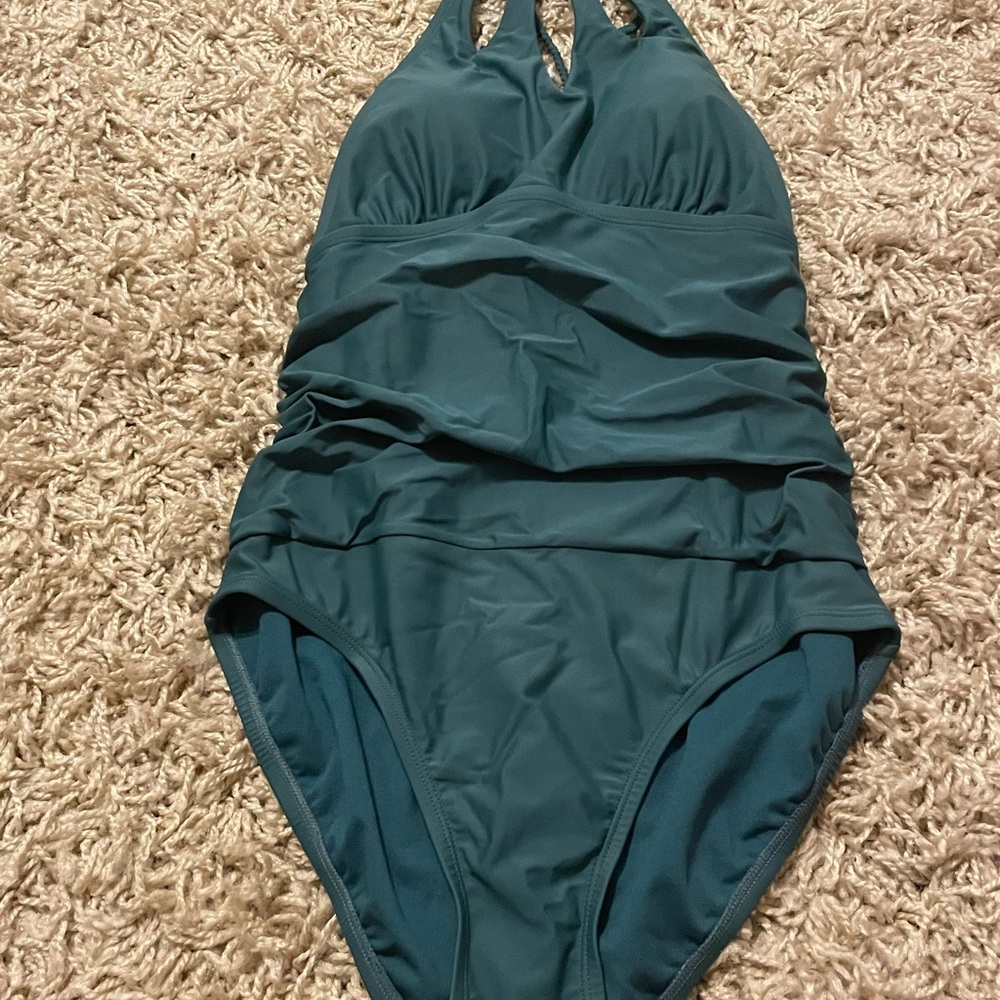 Teal Halter One-Piece Swimsuit